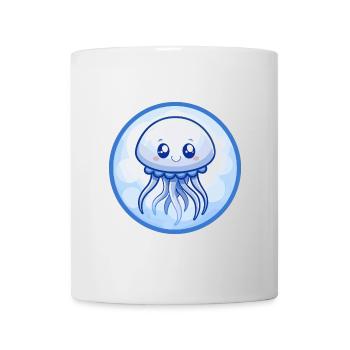 Qualle Blau Kawaii Cartoon Charakter Clipart - Tasse - Weiß - Vorne