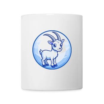 Steinbock Blau Kawaii Cartoon Figur Clipart Haustier - Tasse - Weiß - Vorne