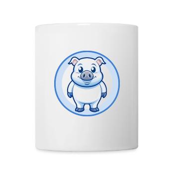 Schwein Blau Niedlich Kawaii Cartoon Figur Clipart Haustier - Tasse - Weiß - Vorne