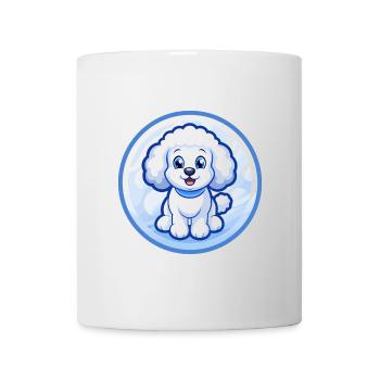 Pudel Hund Blau Kawaii Cartoon Figur Clipart - Tasse - Weiß - Vorne