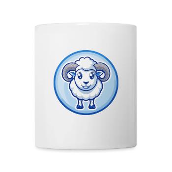 Ram Blau Niedlich Kawaii Cartoon Figur Clipart Haustier - Tasse - Weiß - Vorne