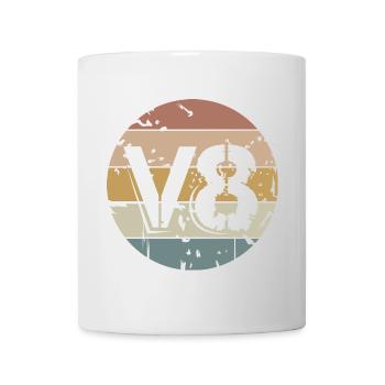 Retro V8 musclecar vintage Auto Symbol Logo - Tasse - Weiß - Vorne