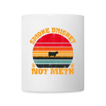Smoke Brisket Not Meth, Funny Retro Cow Design - Mug - white - Front