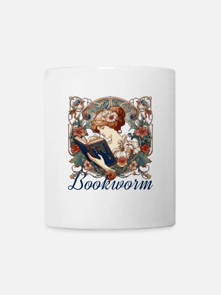 Bücherwurm Frau Lesen Schmökern Geschenk - Tasse - Weiß