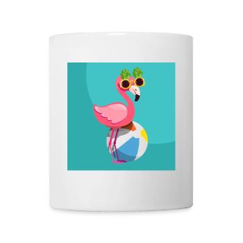 Flamingo, his balloon and his pineapple glasses - Mug - white - Front