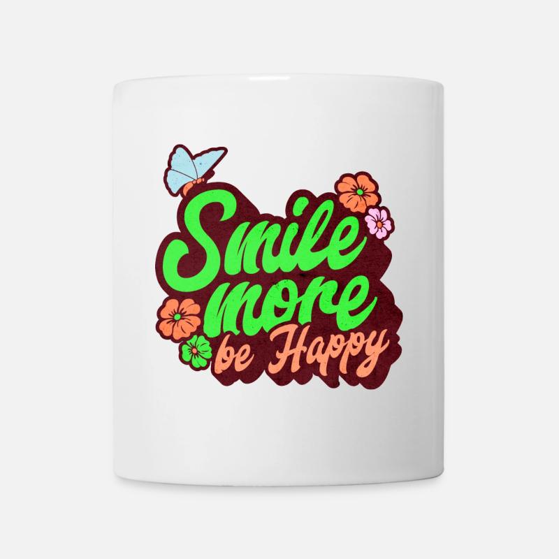 Smile more and be happy, Smile more - Mug - white