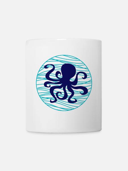 Oktopus Wasser Tintenfisch Wellen See Meer maritim - Tasse - Weiß