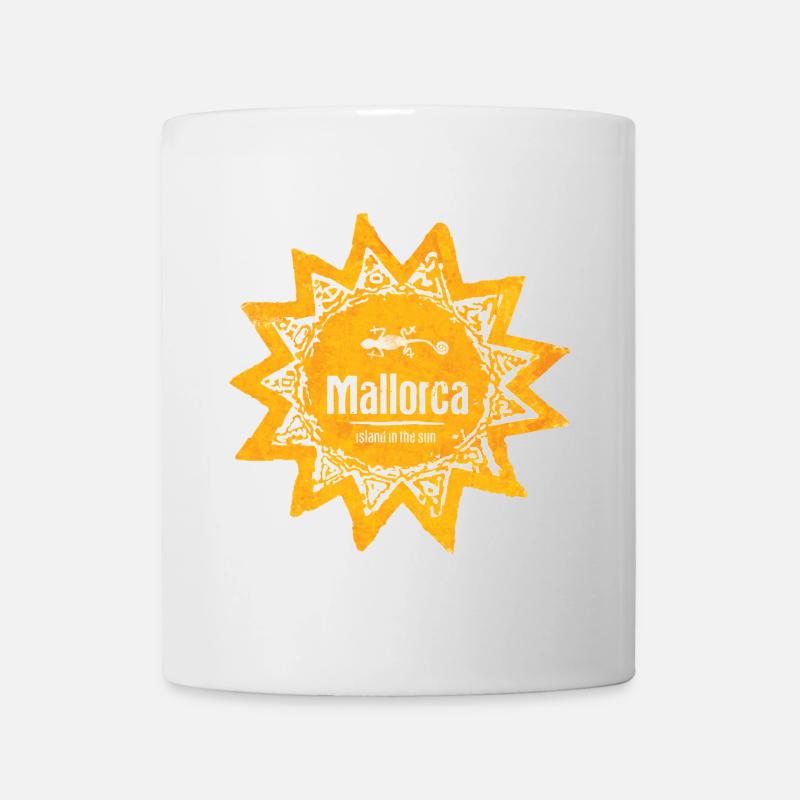 Mallorca Sonnenlogo mit Gecko und Sonne - Tasse - Weiß