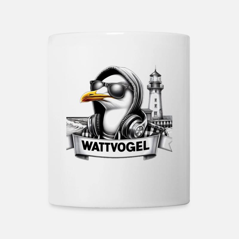 Coole Möwe Wattvogel mit Sonnenbrille und Kapuze - Tasse - Weiß