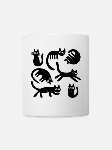 Seven Lucky Cats L Black - Mug - white