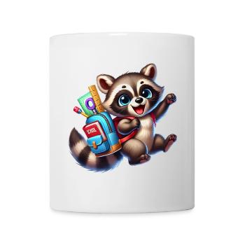 Start of school with raccoon: raccoon for school beginners - Mug - white - Front