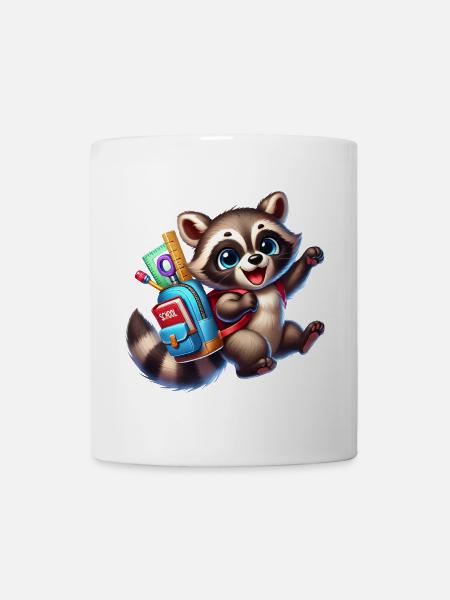 Schulstart mit Waschbär:Waschbär für Schulanfänger - Tasse - Weiß