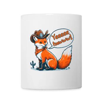 Cowboy Fox Says Yeehaw! Funny Western Cartoon - Mug - white - Front