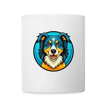 Australian Shepherd Dog Colorful Kawaii Cartoon - Mug - white - Front