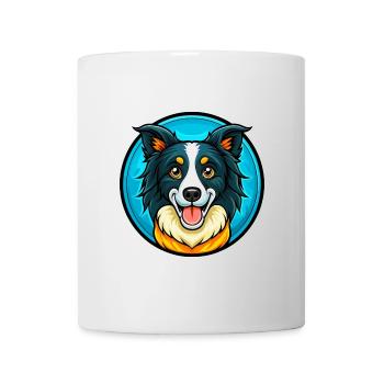 Border Collie Hund Bunte Kawaii Cartoon Clipart - Tasse - Weiß - Vorne