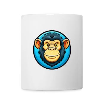 Chimpanzé coloré Kawaii dessin animé Personnage Animal de compagnie - Mug blanc - blanc - Devant