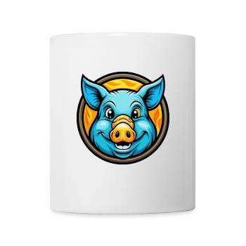 Schwein Bunt Kawaii Cartoon Figur Clipart Haustier - Tasse - Weiß - Vorne