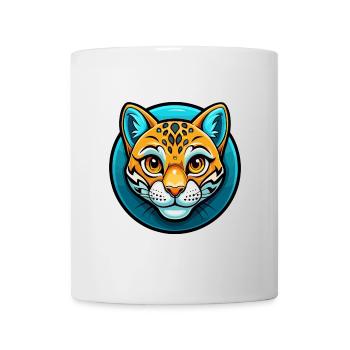 Ocelot Bunte Kawaii Cartoon Figur Clipart - Tasse - Weiß - Vorne