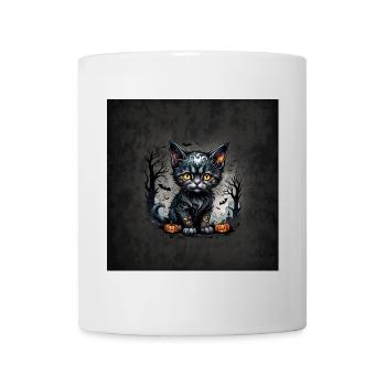 Halloween-Nacht mit Kätzchen und Kürbissen. - Tasse - Weiß - Vorne