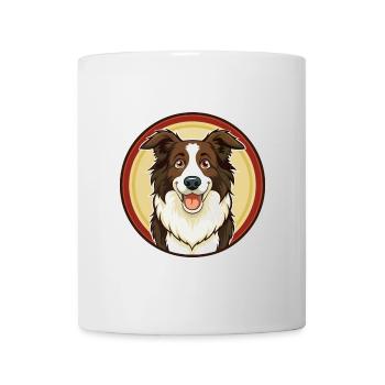Border Collie Hund Bunte Kawaii Cartoon Clipart - Tasse - Weiß - Vorne