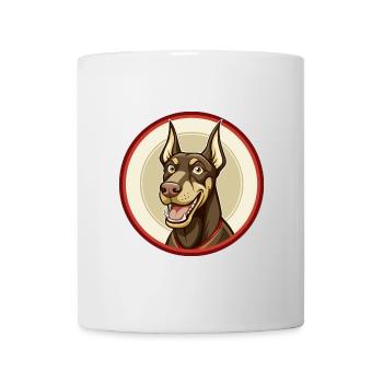Dobermann chien coloré Kawaii dessin animé Clipart animal de compagnie - Mug blanc - blanc - Devant