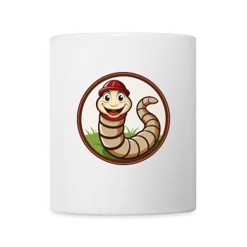 Ver de terre coloré Kawaii personnage de dessin animé Animal de compagnie - Mug blanc - blanc - Devant