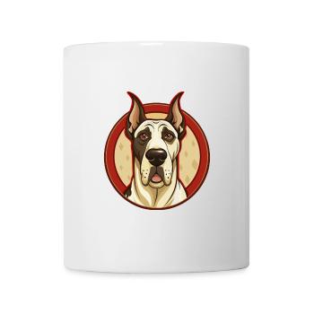 Chien Dogue Allemand Personnage De Dessin Animé Kawaii Coloré - Mug blanc - blanc - Devant