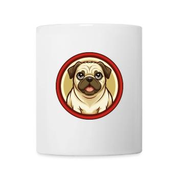 Carlin chien coloré Kawaii dessin animé Personnage Clipart - Mug blanc - blanc - Devant
