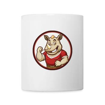rhinocéros coloré kawaii personnage de dessin animé clipart - Mug blanc - blanc - Devant