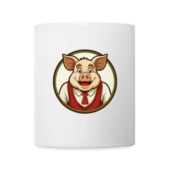 Schwein Bunt Kawaii Cartoon Figur Clipart Haustier - Tasse - Weiß - Vorne