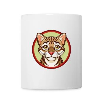 Ocelot coloré Kawaii Dessin animé Personnage Clipart - Mug blanc - blanc - Devant