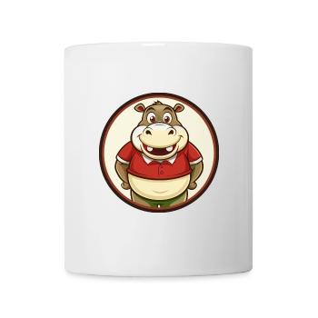 Nilpferd Bunte Kawaii Cartoon Figur Clipart - Tasse - Weiß - Vorne