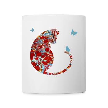 Chat avec Papillon E 251 - Mug blanc - blanc - Devant