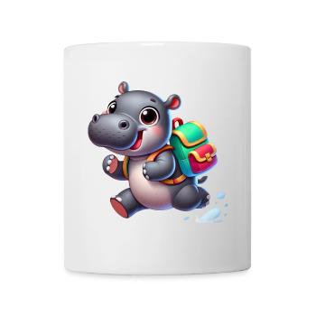 Start of school with hippopotamus:Hippopotamus for school beginners - Mug - white - Front