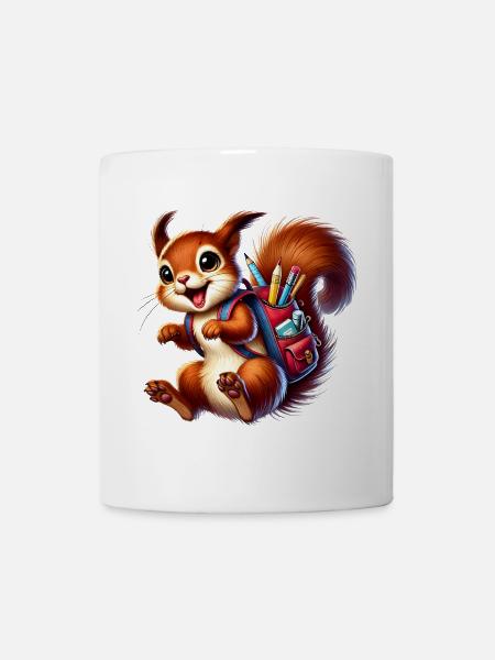 Schulstart mit Spaß:Eichhörnchen für Schulanfänger - Tasse - Weiß