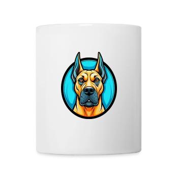 Chien Dogue Allemand Personnage De Dessin Animé Kawaii Coloré - Mug blanc - blanc - Devant