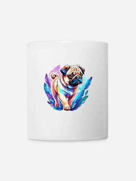 Mops Wasserfarben - Tasse - Weiß