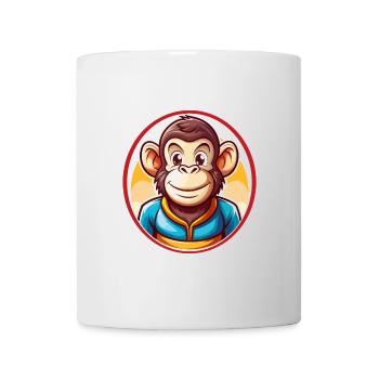 Chimpanzé Drôle Kawaii Dessin animé Clipart Animal de compagnie - Mug blanc - blanc - Devant
