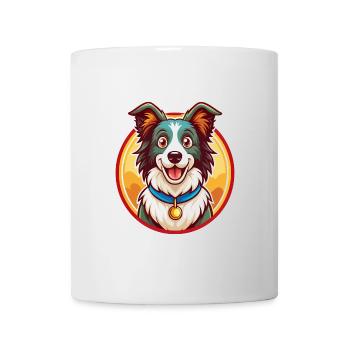 Border Collie Hund Lustig Kawaii Cartoon Tier Haustier - Tasse - Weiß - Vorne