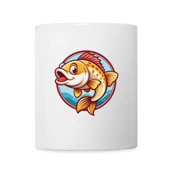 Poisson mignon drôle Kawaii dessin animé Clipart animal de compagnie - Mug blanc - blanc - Devant