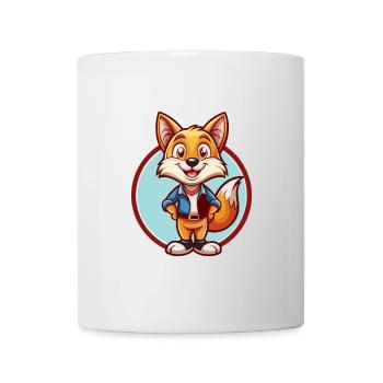 Fuchs süß lustig Kawaii Cartoon Clipart Tier Haustier - Tasse - Weiß - Vorne