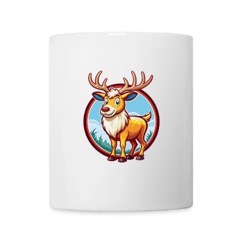 Elch Niedlich Lustig Kawaii Cartoon Clipart Tier Haustier - Tasse - Weiß - Vorne