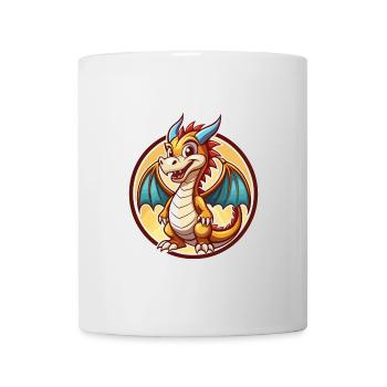 Drache Lustig Kawaii Cartoon Clipart Tier Haustier - Tasse - Weiß - Vorne