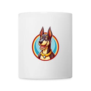 Dobermann chien drôle Kawaii dessin animé Clipart Animal - Mug blanc - blanc - Devant