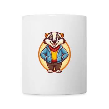 blaireau drôle Kawaii dessin animé Clipart animal de compagnie - Mug blanc - blanc - Devant