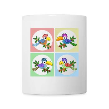 Bunte Papageien in Farbanimation - Tasse - Weiß - Vorne
