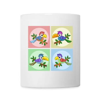 Bunte Papageien - Tasse - Weiß - Vorne