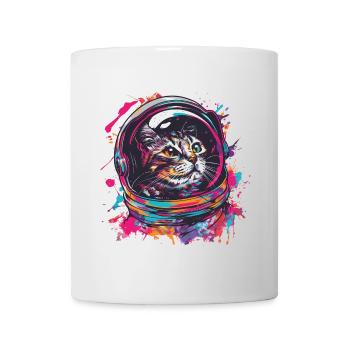 Katze mit Astronautenhelm Weltall Graffiti - Tasse - Weiß - Vorne