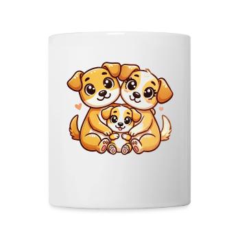 Chien aimant famille mère et père avec un enfant - Mug blanc - blanc - Devant