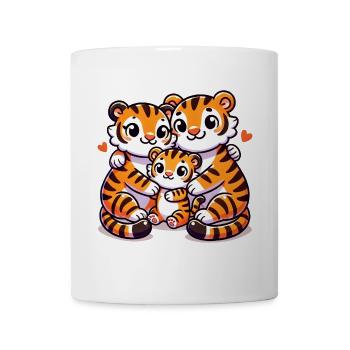 Famille Tigre Mère Et Père Avec Un Enfant - Mug blanc - blanc - Devant